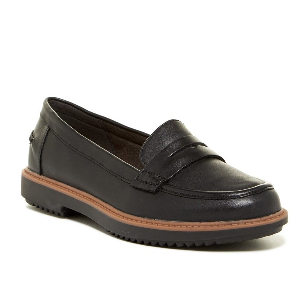 Clarks Raisie Eletta Black Leather Penny Loafers